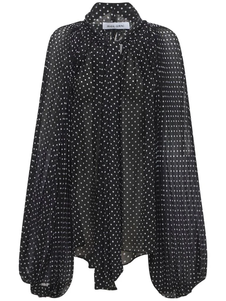 商品PRABAL GURUNG|Polka Dots Georgette Shirt W/ Bow,价格¥10866,第1张图片