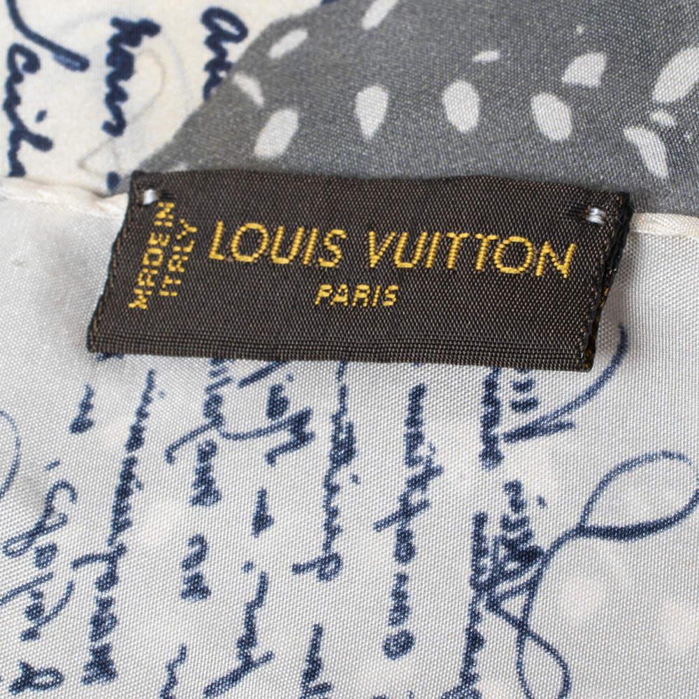 Louis Vuitton Cream Feather Printed Angular Silk Scarf商品第4张图片规格展示