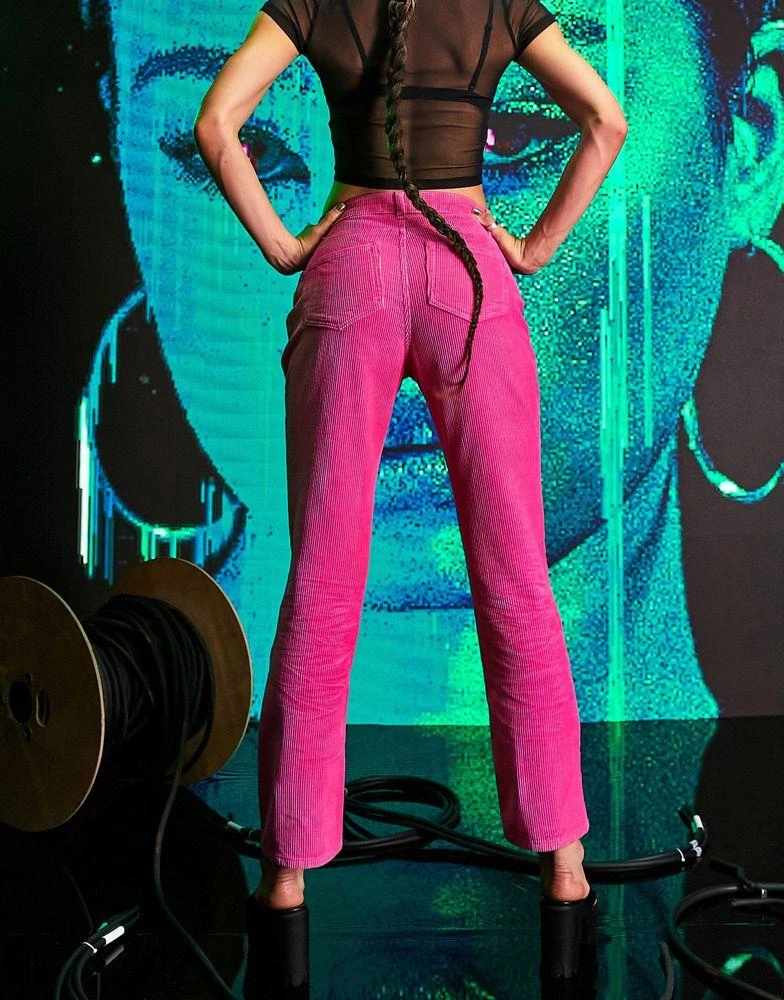 商品ASOS|ASOS DESIGN low rise rigid  flare jean in pink cord,价格¥156,第2张图片详细描述