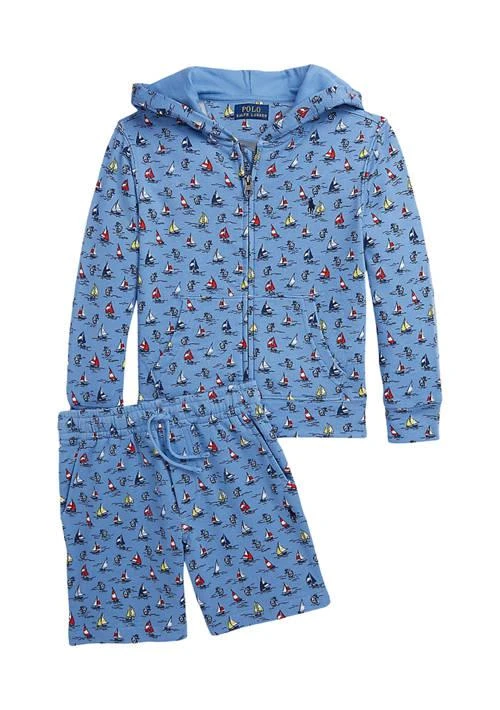 商品Ralph Lauren|Lauren Childrenswear Boys 2 7 Sailboat Print Spa Terry Full Zip Hoodie,价格¥645,第3张图片详细描述