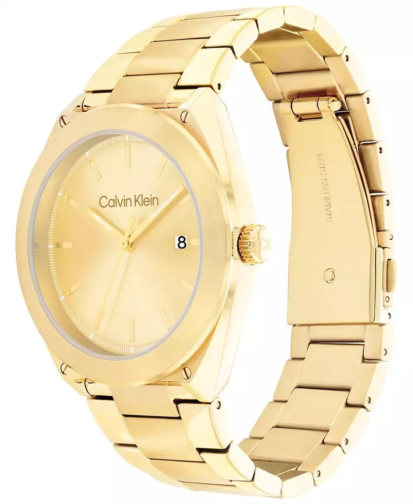 商品Calvin Klein|Men's Gold-Tone Stainless Steel Bracelet Watch 44mm,价格¥1347,第2张图片详细描述