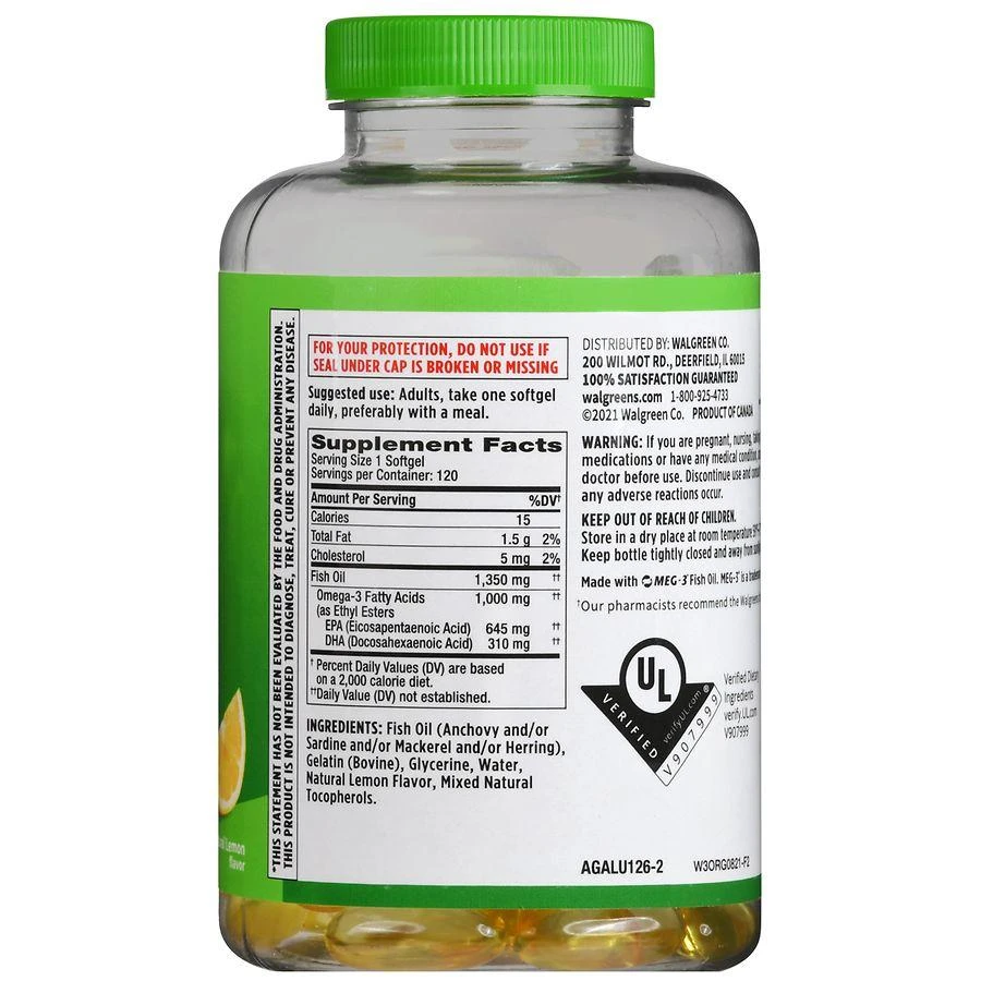 Omega-3 from Fish Oil Softgels Natural Lemon 商品