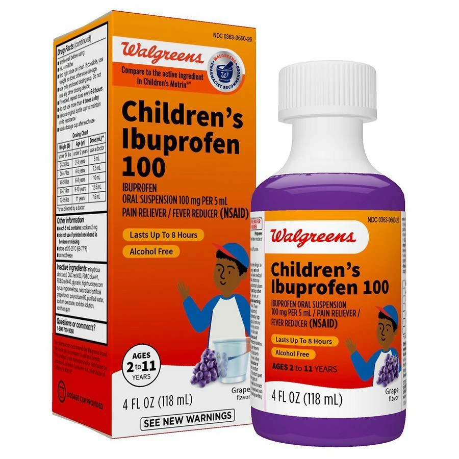 商品Walgreens|Children's Ibuprofen Oral Suspension 100 mg per 5 mL Grape,价格¥60,第3张图片详细描述