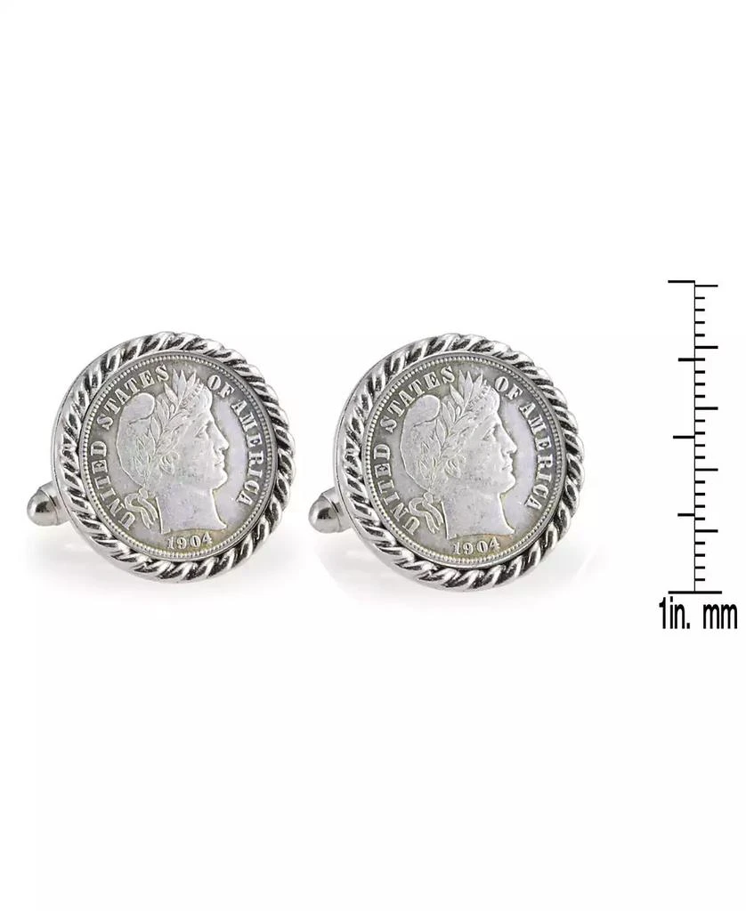 商品American Coin Treasures|Silver Barber Dime Rope Bezel Coin Cuff Links,价格¥449,第2张图片详细描述