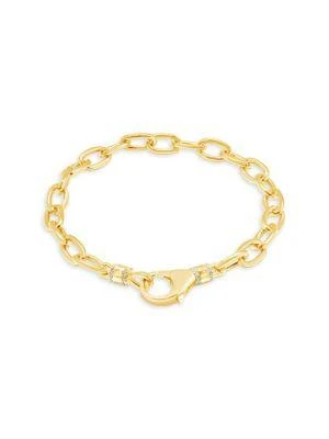商品Sterling Forever|Lex 14K Goldplated & Cubic Zirconia Oval Link Chain Bracelet,价格¥277,第1张图片