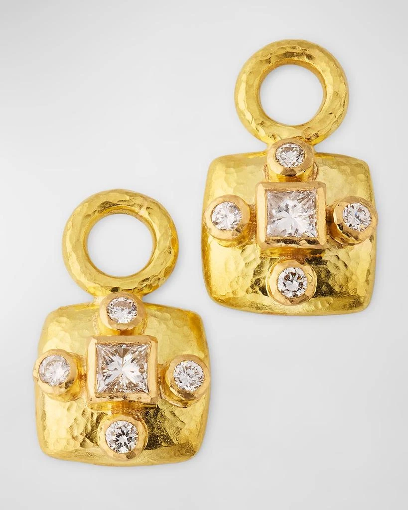 商品Elizabeth Locke|19K Yellow Gold Cushion Gordon Bezel Earring Pendants with Diamonds,价格¥28564,第1张图片