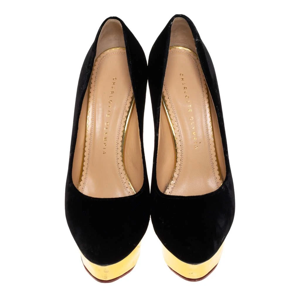 商品[二手商品] Charlotte Olympia|Charlotte Olympia Black Velvet Dolly Pumps Size 38,价格¥1493,第3张图片详细描述