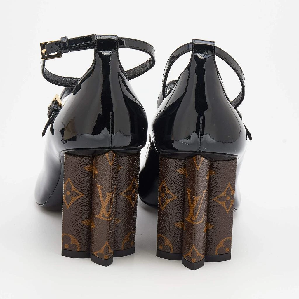 商品[二手商品] Louis Vuitton|Louis Vuitton Black Patent Leather Ankle Strap Block Heel Pumps Size 40,价格¥5817,第5张图片详细描述