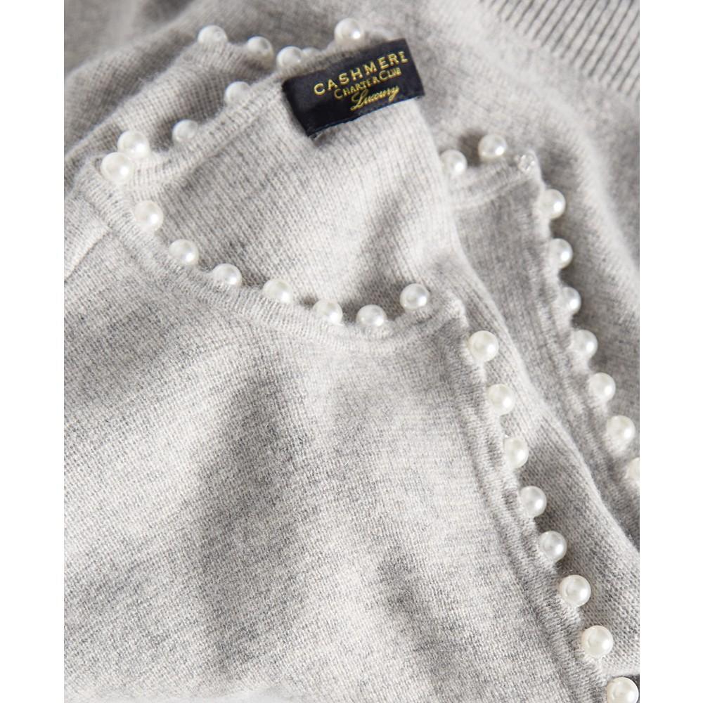 商品Charter Club|Imitation Pearl-Trimmed Cashmere Cardigan, Created for Macy's,价格¥1111,第6张图片详细描述