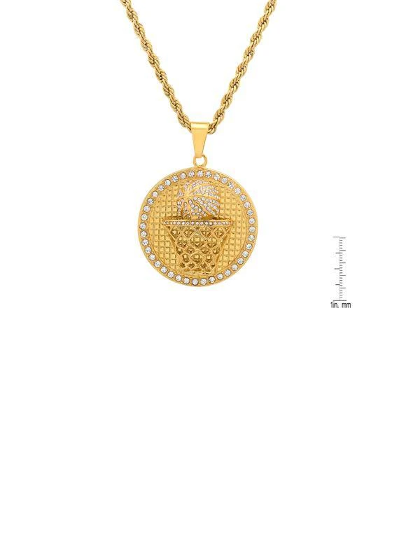 商品Anthony Jacobs|18K Goldplated Stainless Steel & Simulated Diamond Basketball Pendant Necklace,价格¥496,第2张图片详细描述