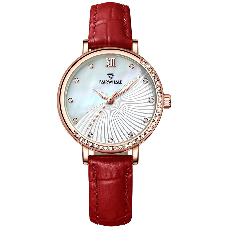 马克华菲品牌手表镶钻贝母表盘时尚女士石英表商品第7张图片规格展示