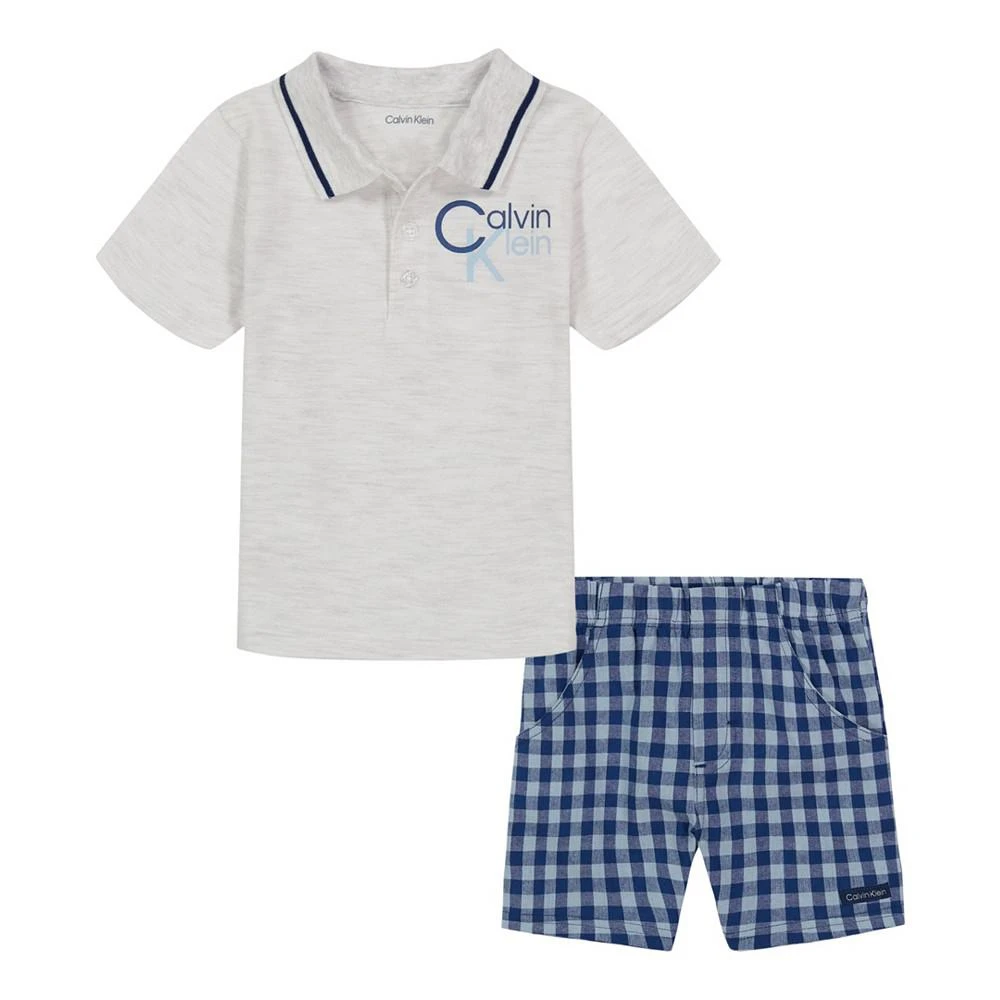 商品Calvin Klein|Baby Boys Polo Shirt and Check Oxford Shorts, 2 Piece Set,价格¥116,第1张图片