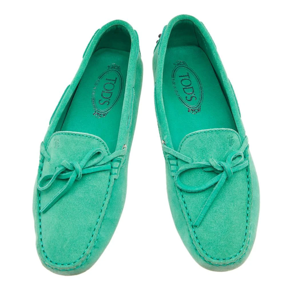 商品[二手商品] Tod's|Tod's Green Suede Bow Slip On Loafers Size 38,价格¥1380,第3张图片详细描述