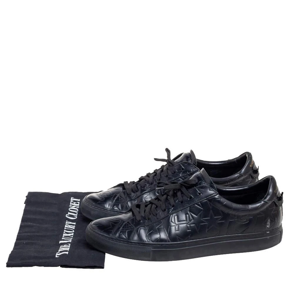 Givenchy Black Leather Star Embossed Lace Up Sneakers Size 42.5 商品