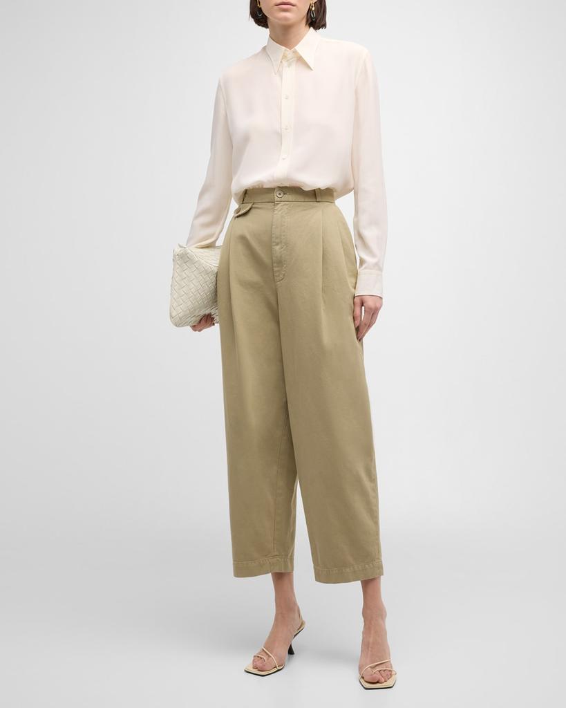 【Agolde】 Beckerワイドレッグコットンツイル chinos Becker wide-leg cotton twill chinos in green - Agolde