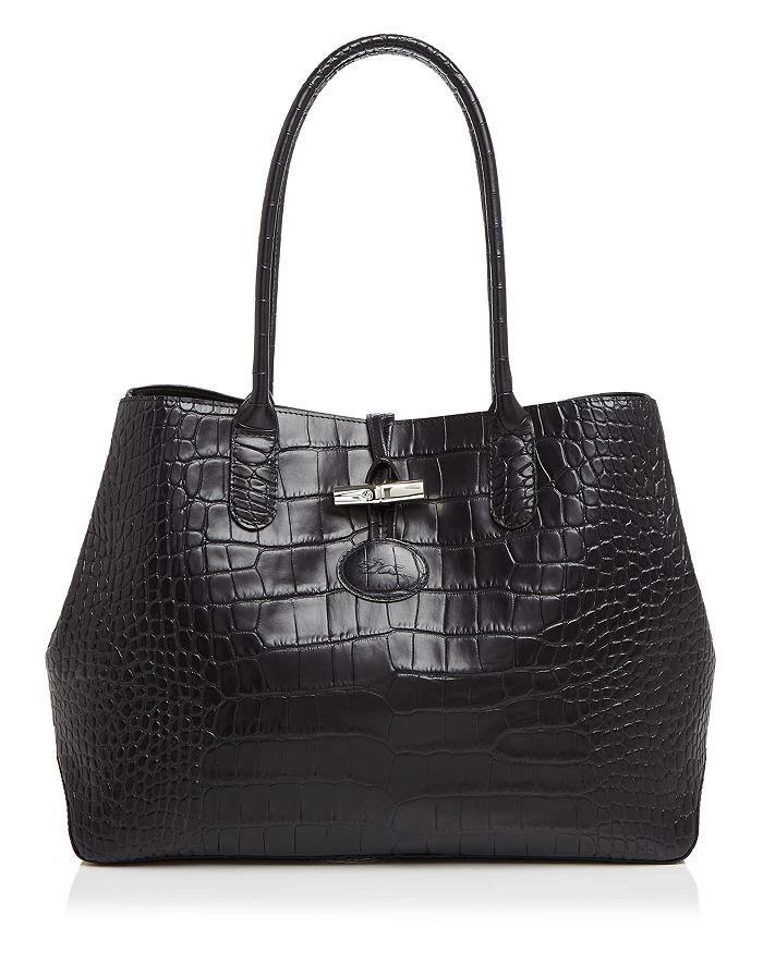 商品Longchamp|Roseau Croc-Embossed Shoulder Tote,价格¥4712,第1张图片