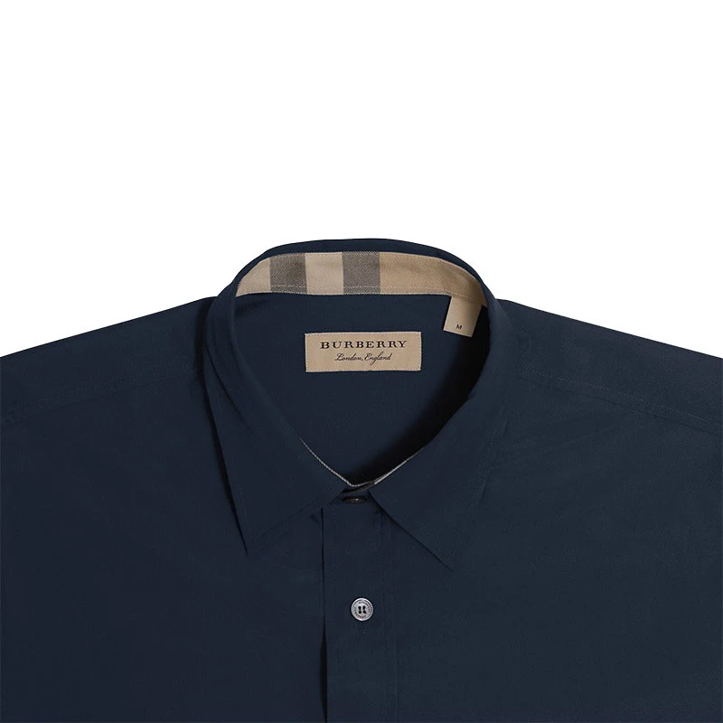 商品Burberry|博柏利 经典款 男士海军蓝色棉质长袖衬衫80362931,价格¥1570,第6张图片详细描述