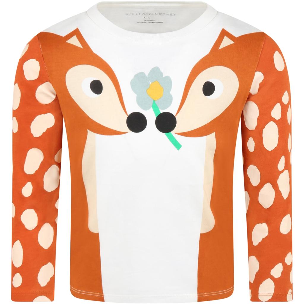 Stella McCartney Kids T-shirt Bianca Per Bambina Con Cerbiatti商品第1张图片规格展示