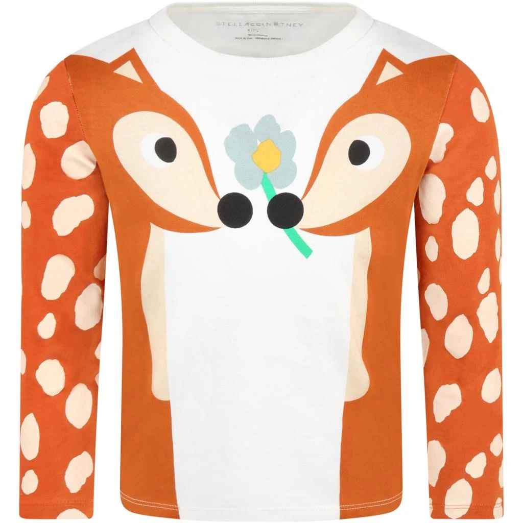 商品Stella McCartney|Stella McCartney Kids T-shirt Bianca Per Bambina Con Cerbiatti,价格¥638,第1张图片