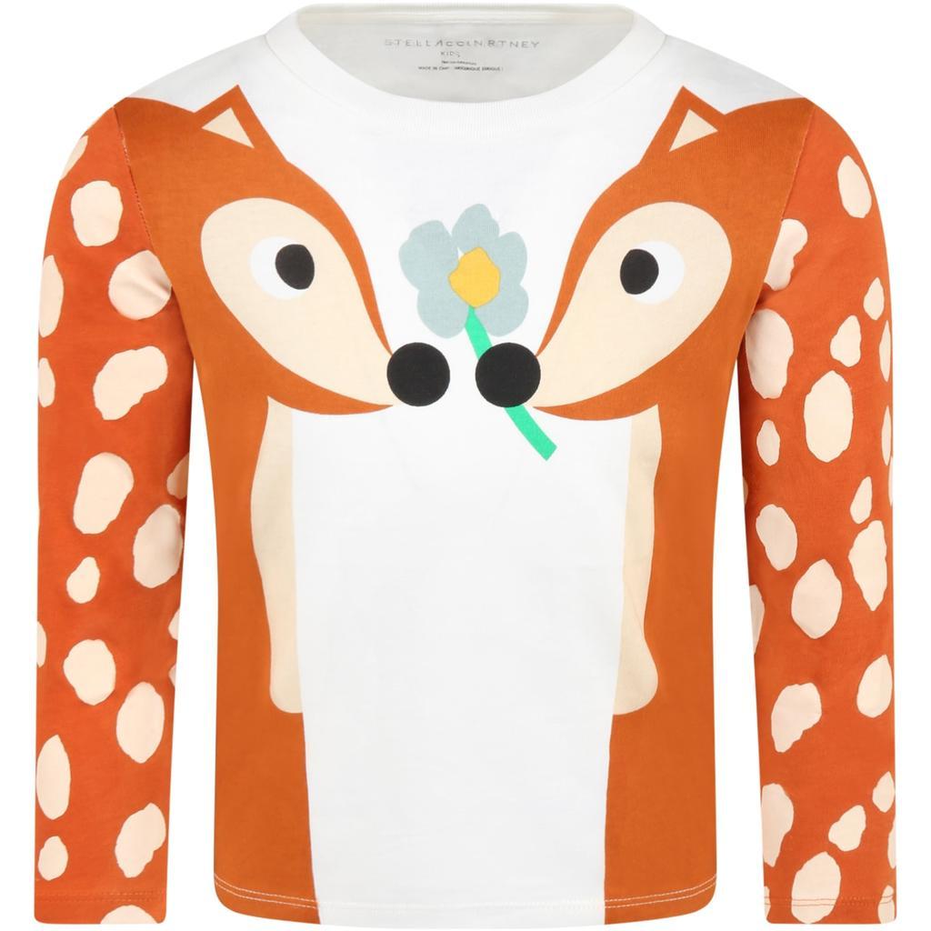 商品Stella McCartney|Stella McCartney Kids T-shirt Bianca Per Bambina Con Cerbiatti,价格¥580,第1张图片