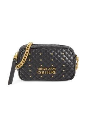 商品Versace|Logo Leather Quilted Crossbody Bag,价格¥1404,第1张图片