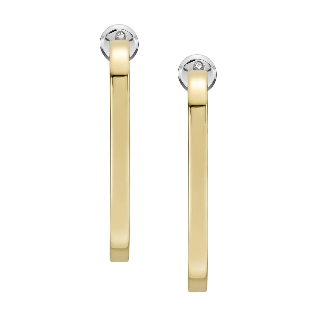 Fossil Women's Gold-Tone Brass Hoop Earrings商品第1张图片规格展示