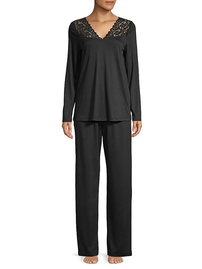 商品Hanro|Moments Two-Piece Lace & Cotton Pajama Set,价格¥1710,第3张图片详细描述