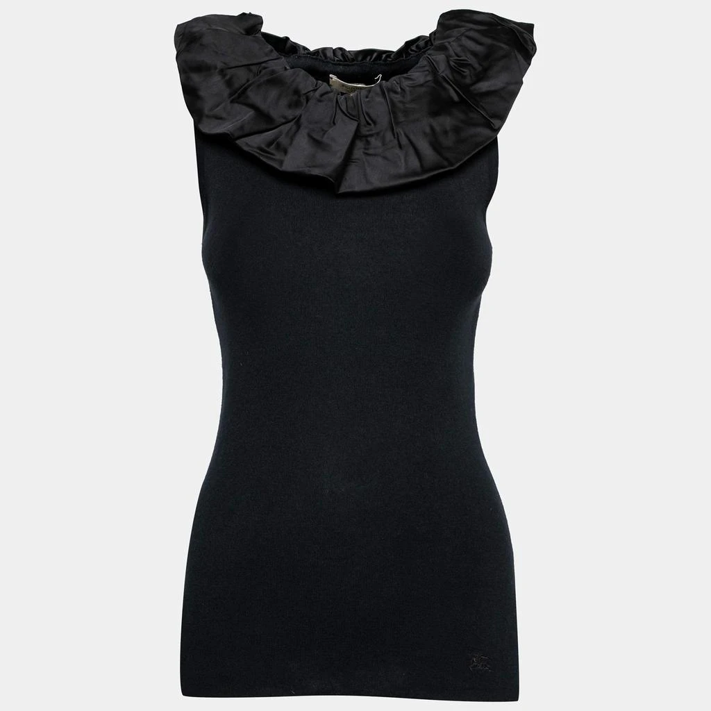 商品[二手商品] Burberry|Burberry Black Knit & Satin Trimmed Sleeveless Top S,价格¥869,第1张图片