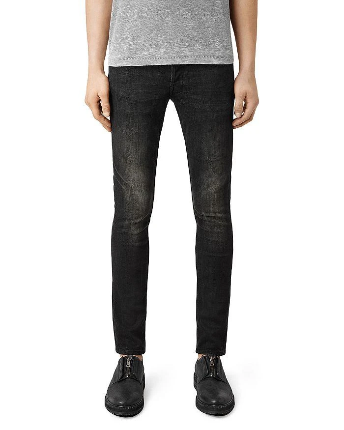 商品ALL SAINTS|Print Cigarette Skinny Fit Jeans in Jet Black,价格¥789,第1张图片