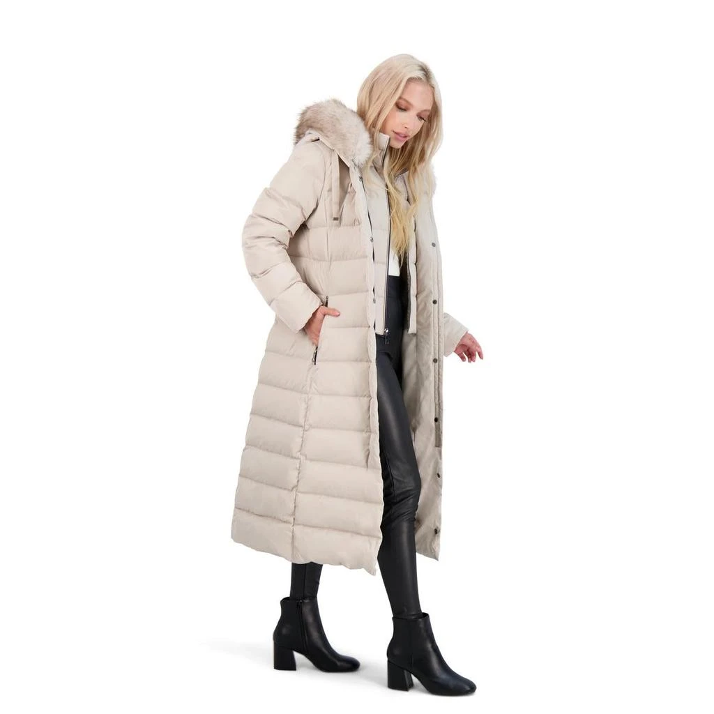 Tahari Nellie Long Coat for Women-Insulated Jacket with Removable Faux Fur Trim 商品