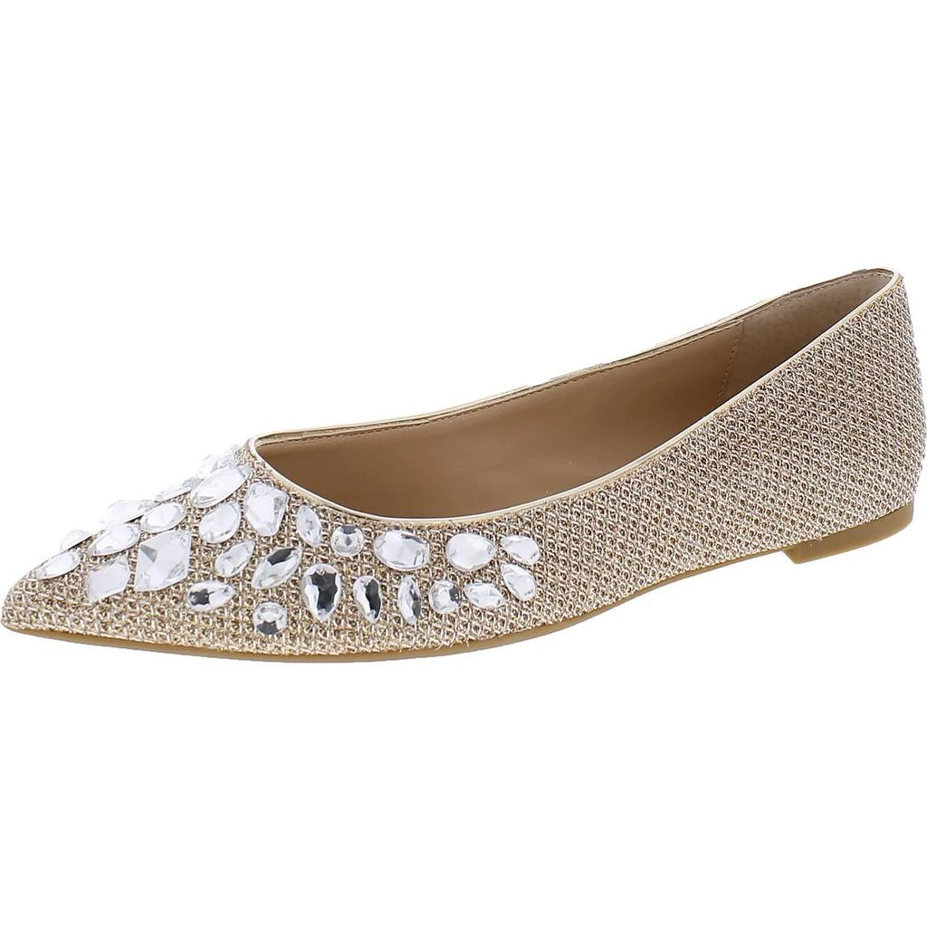 商品Badgley Mischka|Jewel Badgley Mischka Womens Ulanni Rhinestone Slip On Pointed Toe Flats,价格¥146,第1张图片