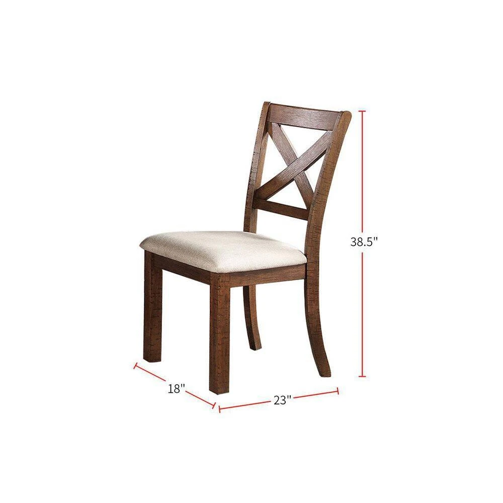 商品Streamdale Furniture|Streamdale Rustic Natural Fabric Dining Chairs,价格¥2370,第3张图片详细描述