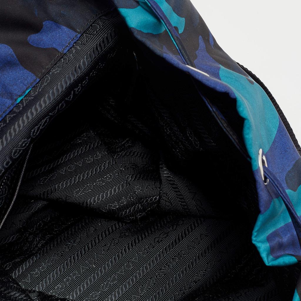 Prada Blue/Black Camouflage Printed Nylon And Leather Tessuto Backpack商品第7张图片规格展示