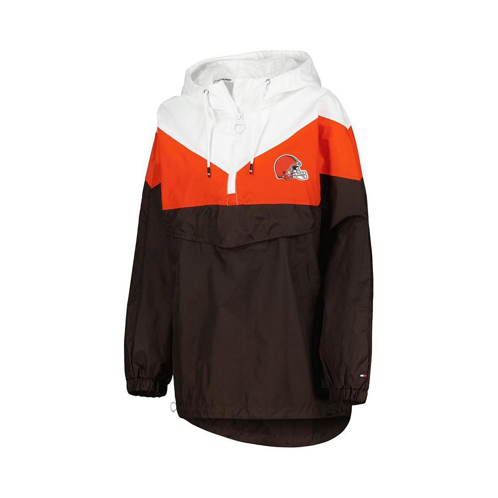 Tommy Hilfiger]Women's White, Orange Cleveland Browns Staci Half-Zip Hoodie  Windbreaker Jacket 100% 涤纶价格¥908