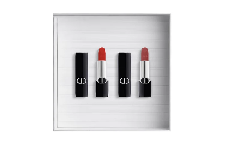 商品[国内直发] Dior|迪奥 烈艳蓝金明星礼盒口红 丝绒 易上色丝绒持久气色 3.5g*2,价格¥735,第1张图片