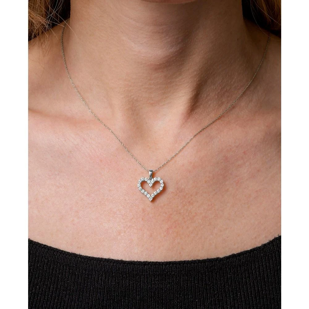 商品Macy's|Diamond Open Heart Pendant Necklace (1/2 ct. t.w.) in 14k Gold, 18" + 2" extender,价格¥5121,第2张图片详细描述