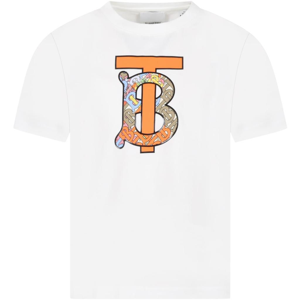 Burberry White T-shirt For Boy With Logo商品第1张图片规格展示