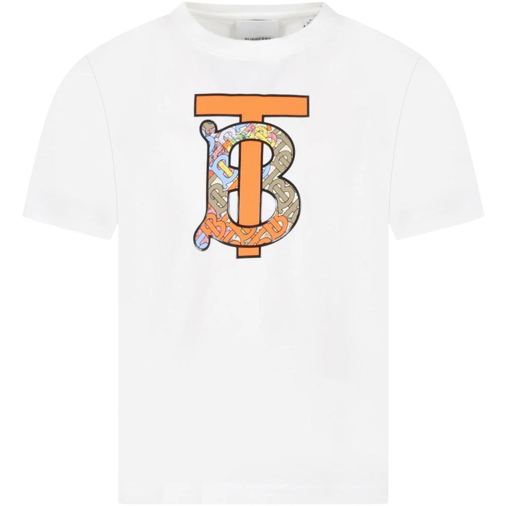 商品Burberry|Burberry White T-shirt For Boy With Logo,价格¥1825,第1张图片