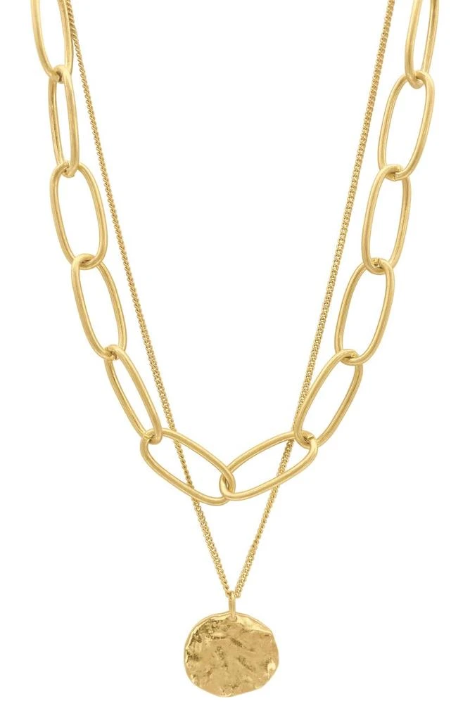 商品ADORNIA|14K Gold Plate Large Chain & Coin Layered Necklace,价格¥224,第1张图片