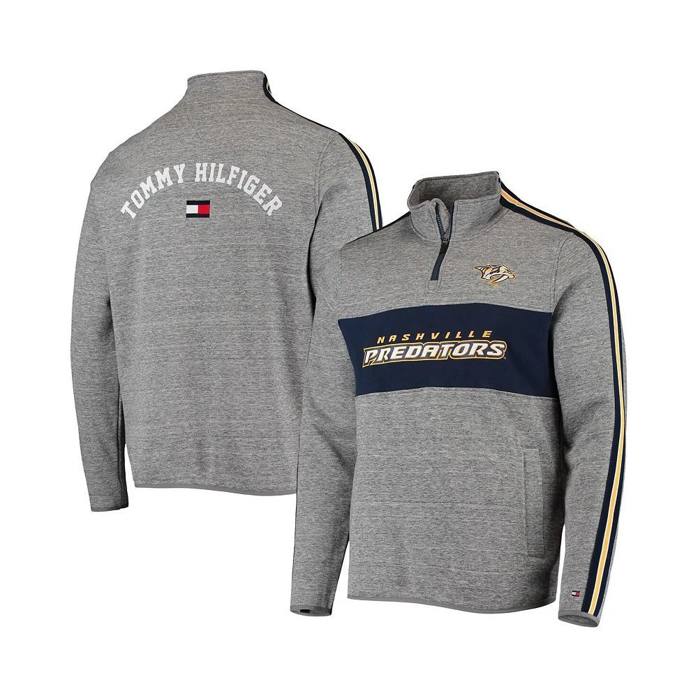 商品Tommy Hilfiger|Men's Heathered Gray Nashville Predators Mario Quarter-Zip Jacket,价格¥676,第1张图片