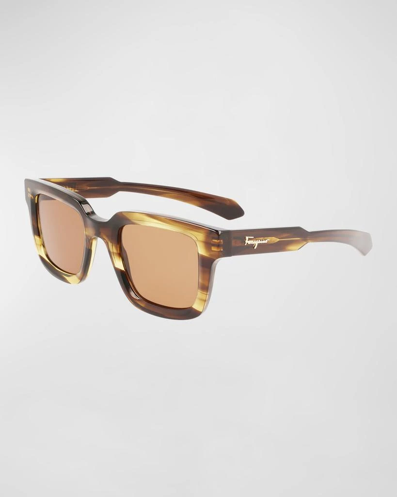 商品Salvatore Ferragamo|Men's Classic Logo Chunky Rectangle Sunglasses,价格¥2546,第1张图片