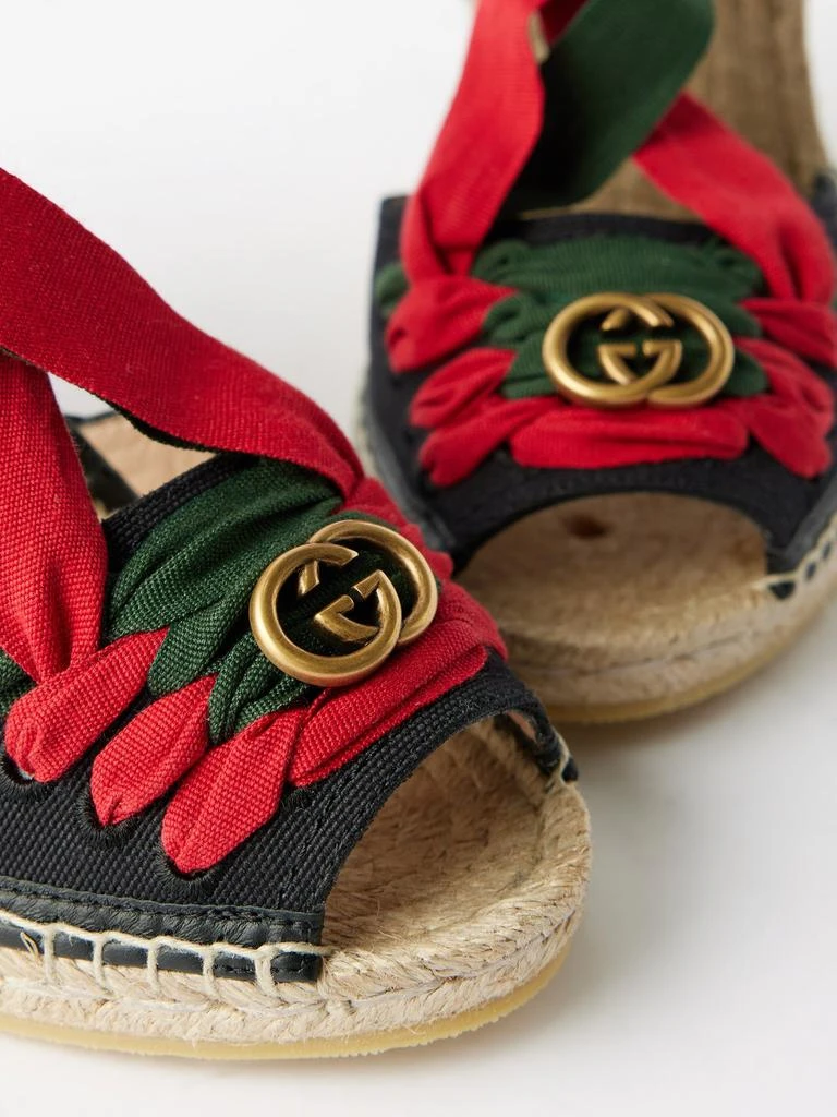 商品Gucci|95 canvas wrap espadrille wedge sandals,价格¥6261,第5张图片详细描述