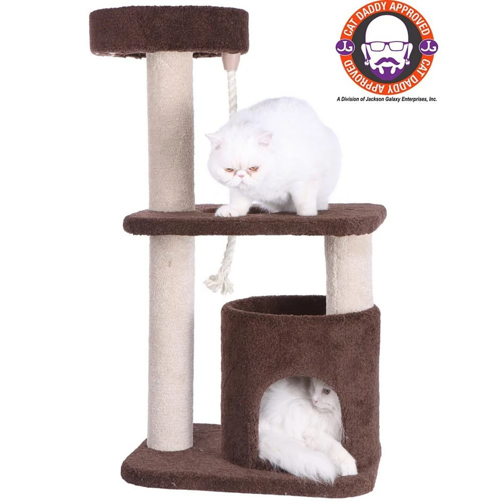 商品Macy's|3-Tier Carpeted Real Wood Cat Tree Condo,价格¥1396,第3张图片详细描述