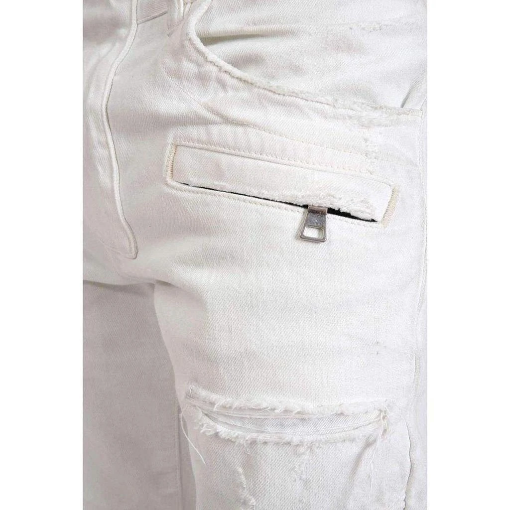 商品Balmain|White Biker Destroyed Denim Jeans,价格¥3459,第5张图片详细描述