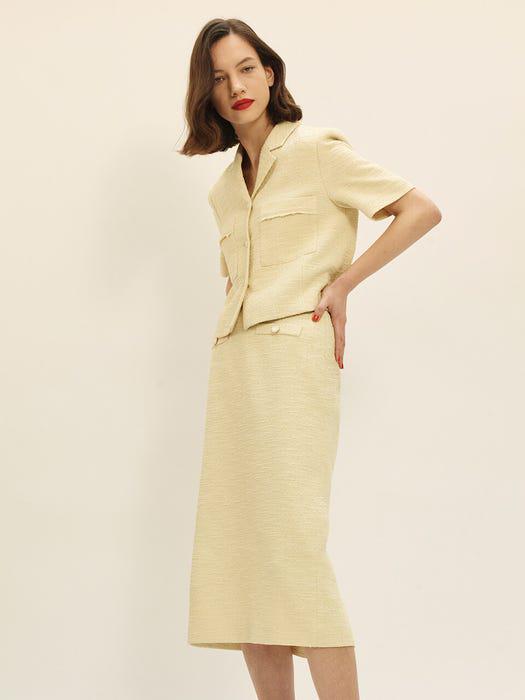商品FRONTROW|[Tweed] Fringed Tweed Midi Skirt,价格¥946,第6张图片详细描述
