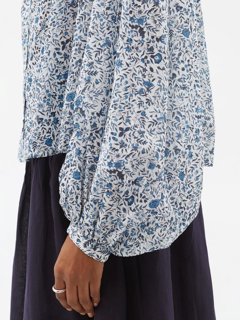 Slava floral-print cotton-voile blouse商品第4张图片规格展示
