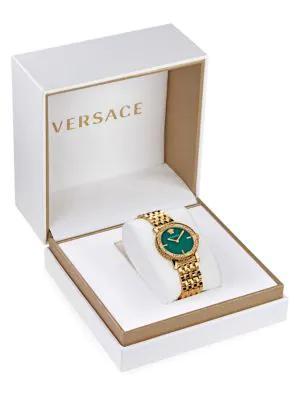 商品Versace|Greca Glass 32MM Goldtone Stainless Steel Bracelet Watch,价格¥4960,第6张图片详细描述