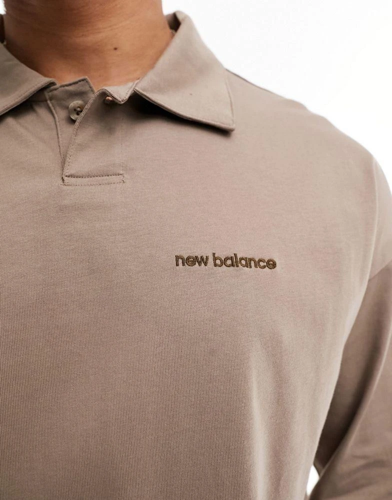 商品New Balance|New Balance athletics linear longsleeve polo in brown,价格¥438,第3张图片详细描述
