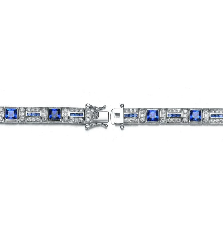 商品Genevive|Sterling Silver White Gold Plated with Colored Cubic Zirconia Tennis Bracelet,价格¥831,第2张图片详细描述