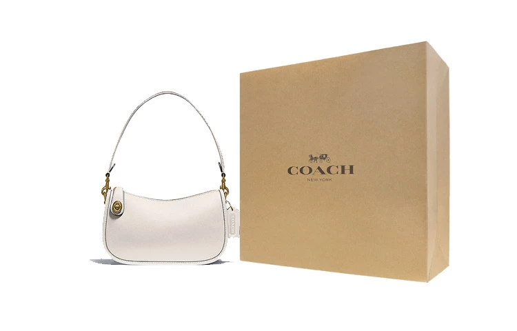 商品[国内直发] Coach|蔻驰 Swinger 23休闲拉链开合纯色 皮革 腋下包麻将包斜挎包单肩包 中号 女款 白色,价格¥1748,第8张图片详细描述